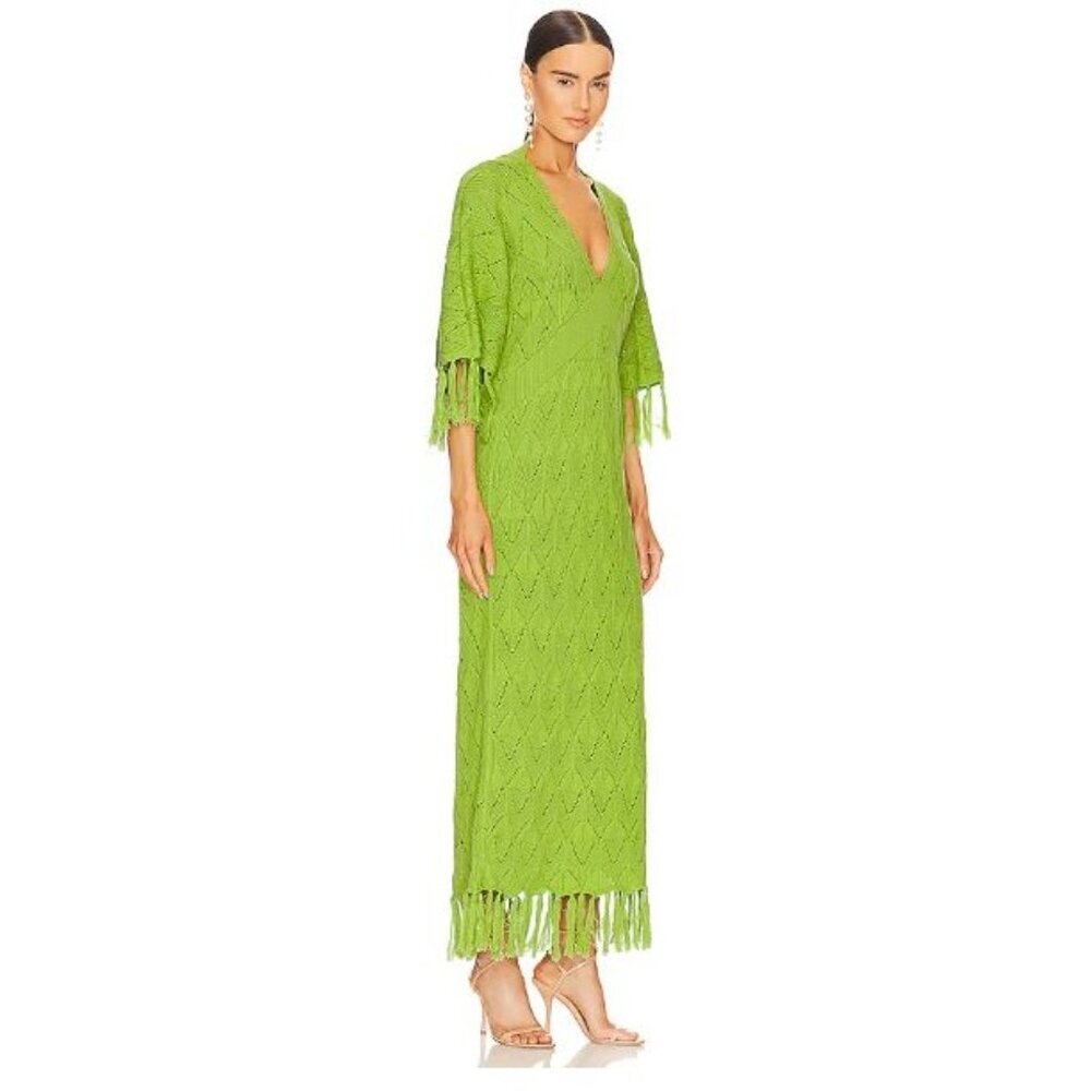 Dodo Bar Or Simmons Green Crochet Pointelle Knit Maxi Dress Sz 46 US10 Large NEW - Picture 4 of 13